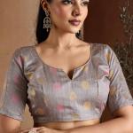 Most Flattering Grey Soft Banarasi Bhagalpuri Silk Saree With Charismatic Blouse Piece