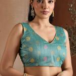 Proficient Firozi Soft Banarasi Bhagalpuri Silk Saree With Woebegone Blouse Piece