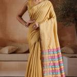 Energetic Yellow Soft Banarasi Bhagalpuri Silk Saree With Moiety Blouse Piece
