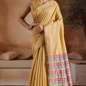 Energetic Yellow Soft Banarasi Bhagalpuri Silk Saree With Moiety Blouse Piece