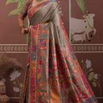 Gossamer Grey Pashmina saree With Quintessential Blouse Piece