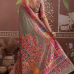 Gossamer Grey Pashmina saree With Quintessential Blouse Piece