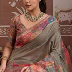 Gossamer Grey Pashmina saree With Quintessential Blouse Piece