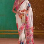 Extraordinary Beige Pashmina Saree With Pleasant Blouse Piece