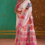 Extraordinary Beige Pashmina Saree With Pleasant Blouse Piece