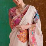 Extraordinary Beige Pashmina Saree With Pleasant Blouse Piece