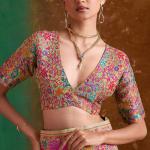 Resonant Pista Pashmina Saree With Classic Blouse Piece