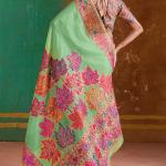 Resonant Pista Pashmina Saree With Classic Blouse Piece