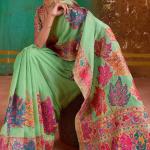 Resonant Pista Pashmina Saree With Classic Blouse Piece