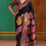 Stunner Black Pashmina Saree With Confounding Blouse Piece