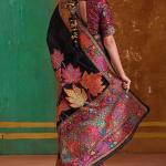 Stunner Black Pashmina Saree With Confounding Blouse Piece