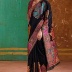 Stunner Black Pashmina Saree With Confounding Blouse Piece