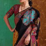 Stunner Black Pashmina Saree With Confounding Blouse Piece