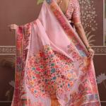 Transcendent Pink Pashmina saree With Flamboyant Blouse Piece