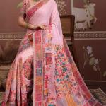 Transcendent Pink Pashmina saree With Flamboyant Blouse Piece