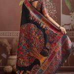 Designer Black Pashmina saree With Enticing Blouse Piece