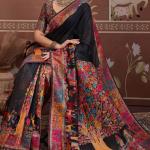 Designer Black Pashmina saree With Enticing Blouse Piece