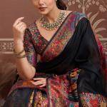 Designer Black Pashmina saree With Enticing Blouse Piece