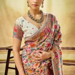 Glamorous Beige Pashmina Saree With Charming Blouse Piece