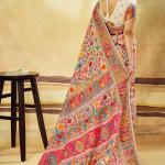 Glamorous Beige Pashmina Saree With Charming Blouse Piece