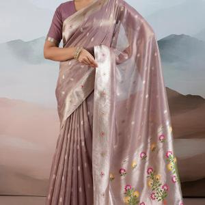 Dulcet Lavender Paithani Pure Tissue Silk Saree With Susurrous Blouse Piece