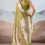 Fairytale Green Paithani Pure Tissue Silk Saree With Blissful Blouse Piece