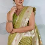 Fairytale Green Paithani Pure Tissue Silk Saree With Blissful Blouse Piece