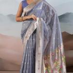 Prettiest Blue Paithani Pure Tissue Silk Saree With Traditional Blouse Piece