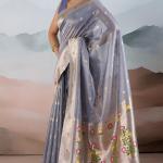 Prettiest Blue Paithani Pure Tissue Silk Saree With Traditional Blouse Piece