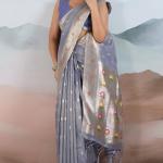 Prettiest Blue Paithani Pure Tissue Silk Saree With Traditional Blouse Piece