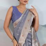 Prettiest Blue Paithani Pure Tissue Silk Saree With Traditional Blouse Piece