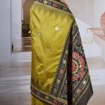 Panoply Mustard Patola Silk Saree with Elegant Blouse Piece