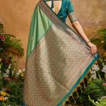 Fugacious Green Soft Banarasi Silk Saree With Unique Blouse Piece