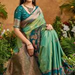 Fugacious Green Soft Banarasi Silk Saree With Unique Blouse Piece