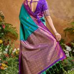 Resonant Rama Soft Banarasi Silk Saree With Opulent Blouse Piece