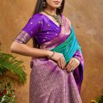 Resonant Rama Soft Banarasi Silk Saree With Opulent Blouse Piece
