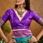 Resonant Rama Soft Banarasi Silk Saree With Opulent Blouse Piece