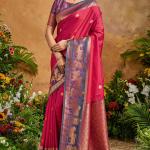 Eclat Dark Pink Soft Banarasi Silk Saree With Precious Blouse Piece