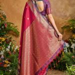 Eclat Dark Pink Soft Banarasi Silk Saree With Precious Blouse Piece