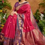 Eclat Dark Pink Soft Banarasi Silk Saree With Precious Blouse Piece