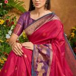Eclat Dark Pink Soft Banarasi Silk Saree With Precious Blouse Piece