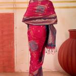 Sonorous Dark Pink Pure Zari Weaving Banarasi Silk Saree With Ephemeral Blouse Piece