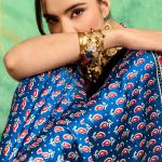 Excellent Blue Ajrakh Printed Semi Modal Silk Saree With Supernal Blouse Piece