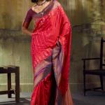Fairytale Dark Pink Pure Zari Weaving Banarasi Silk Saree With Fantabulous Blouse Piece