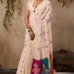 Winsome Beige Pure Munga Cotton Saree With Majesty Blouse Piece