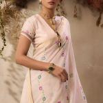 Winsome Beige Pure Munga Cotton Saree With Majesty Blouse Piece