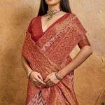 Staring Maroon Viscose Cotton Patola Silk Saree With Enticing Blouse Piece