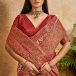 Staring Maroon Viscose Cotton Patola Silk Saree With Enticing Blouse Piece
