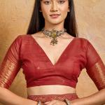 Staring Maroon Viscose Cotton Patola Silk Saree With Enticing Blouse Piece