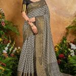 Fairytale Black Viscose Cotton Patola Silk Saree With Deserving Blouse Piece
